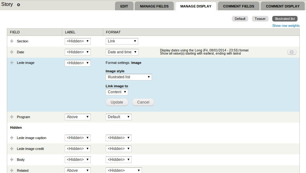 Configure Illustrated list view mode