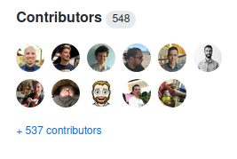 548 Contributors to Laravel, as of 18 February 2021
