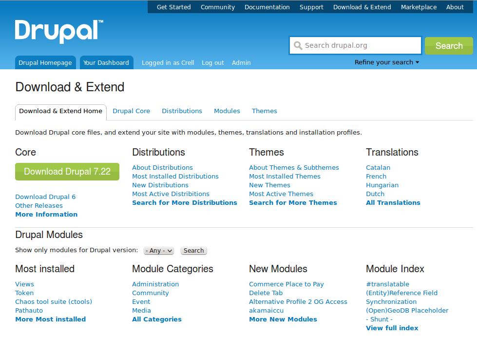 Drupal.org download page