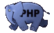An animated PHP elephant, running